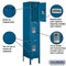 Salsbury Industries Wardrobe Locker, 12" W, 15" D, 66" H, (1) Wide, (3) Openings, Blue 63155BL-A